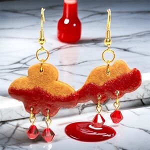 Ketchup Dipped Dino Chicken Nugget Earrings